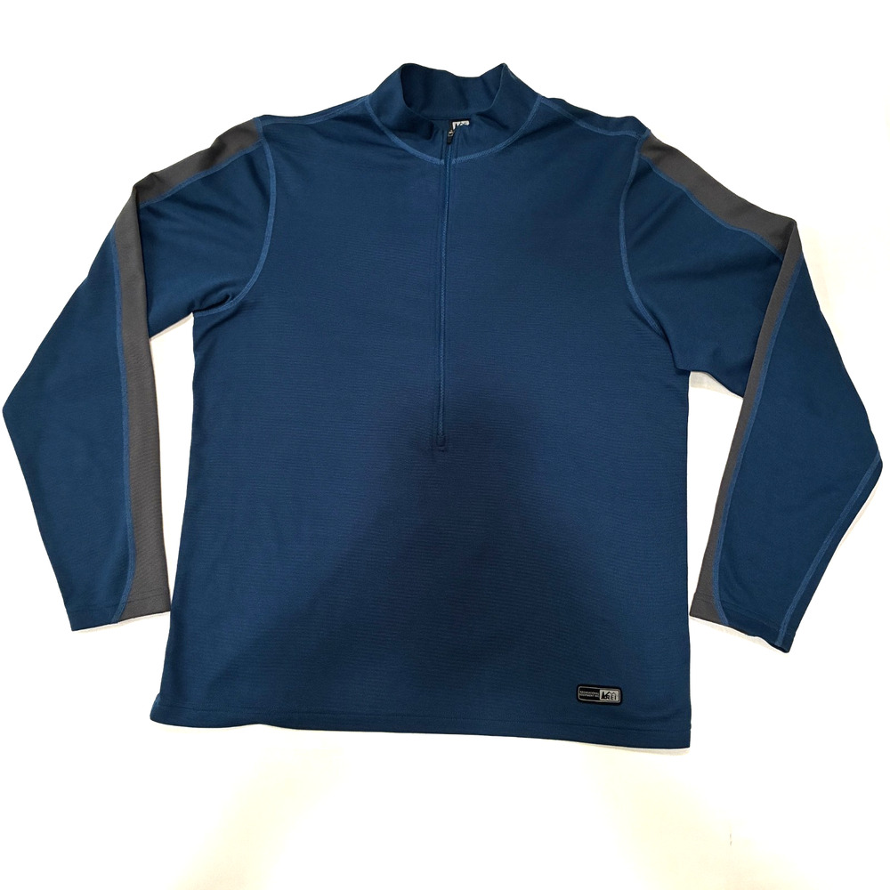 REI Men's Long Sleeve Lightweight Half Zip Top Size XL Colors Blue and Gray